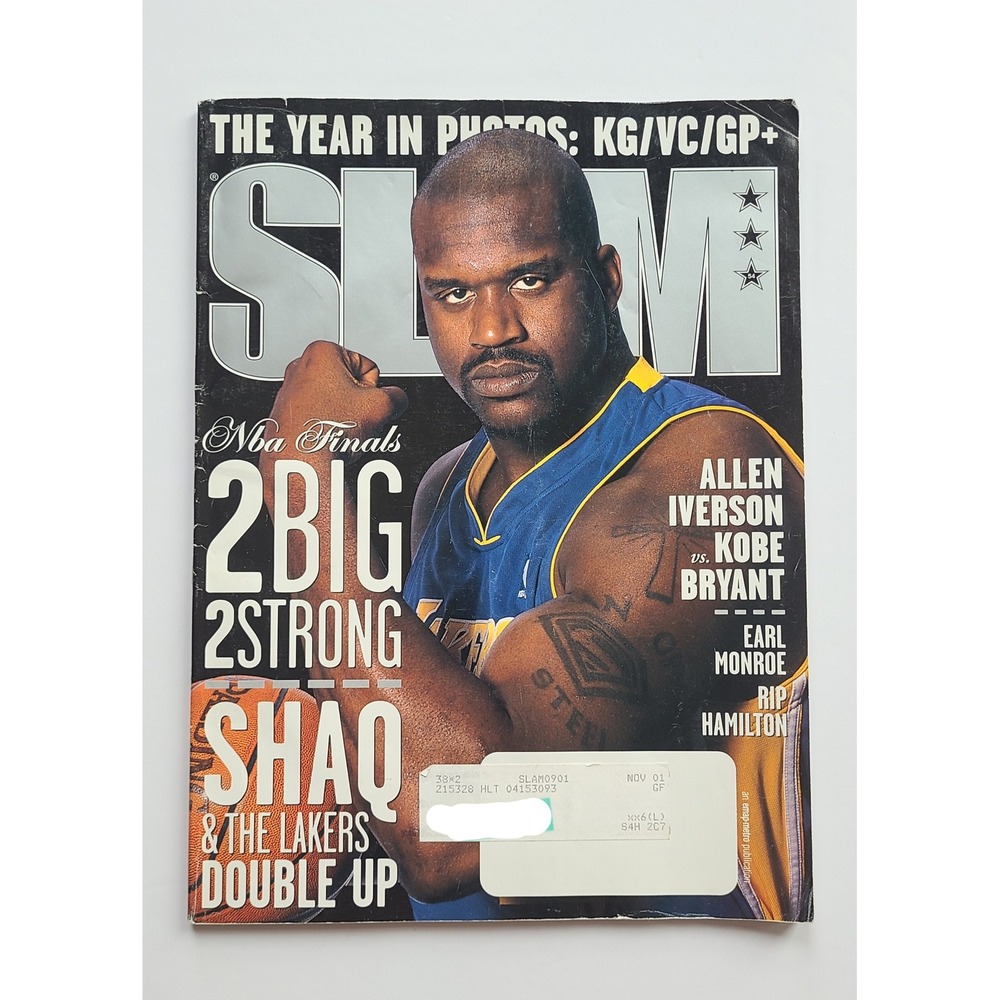 2001 SLAM Magazine Shaq Lakers Kobe Bryant Poster Allen Iverson‎ Issue 53 Sept